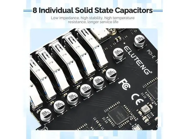 Alt view image 5 of 6 - 8-Port PCIe USB 3.2 Gen2 Expansion Card, PCI Express USB Hub Controller Adapter (6×USB-A + 2×USB-C) with 3 Independent Power Modules, 10Gbps Superspeed