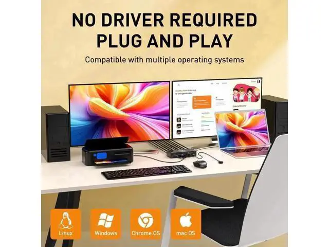 Alt view image 6 of 7 - 3-Port Dual DP KVM Switch 8K@60Hz, USB3.0, Wired Remote Included