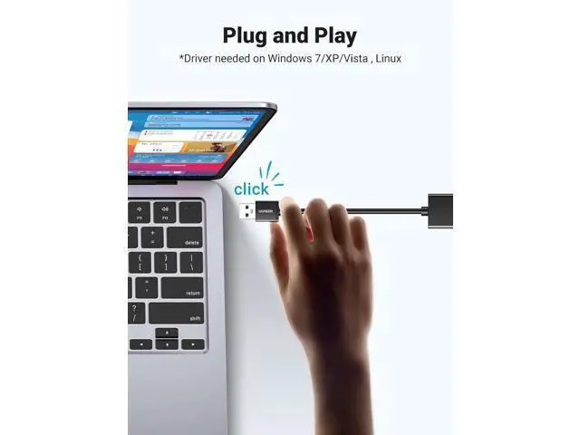 Alt view image 2 of 7 - UGREEN USB 3.0 to Gigabit Ethernet Adapter, 1000Mbps Plug & Play RJ45 LAN Network Dongle, Driver-Free, Compatible with Nintendo Switch, Laptop, PC, MacBook, Windows, macOS, Linux