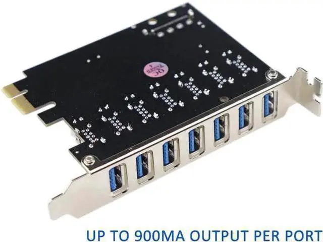 Alt view image 2 of 3 - 7-Port PCIe USB 3.0 Expansion Card with Molex Power Connector, PCI Express USB3.0 Hub Supporting UASP, Compatible Windows XP/7/8/8.1/10