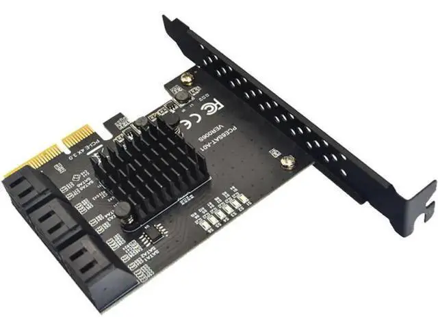 Alt view image 2 of 7 - 6 Ports PCIe X4 SATA 3.0 Expansion Card with ASMedia ASM1166 Chipset, 6Gbps Non-RAID SATA Controller Adapter, Full & Low Profile Brackets Included