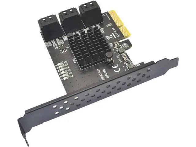 Alt view image 3 of 7 - 6 Ports PCIe X4 SATA 3.0 Expansion Card with ASMedia ASM1166 Chipset, 6Gbps Non-RAID SATA Controller Adapter, Full & Low Profile Brackets Included