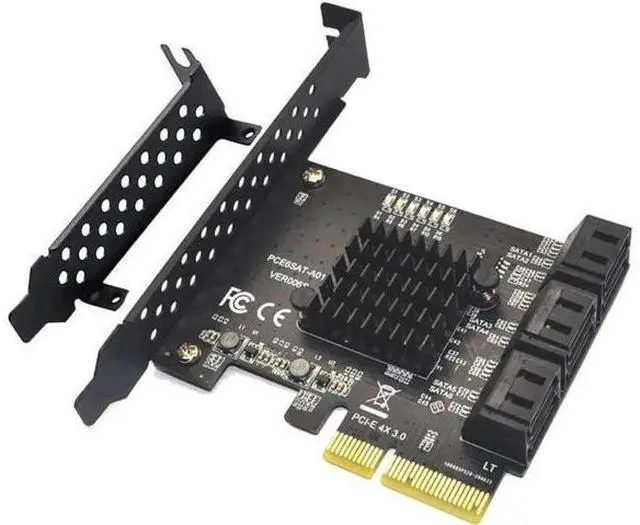 Main image of 6 Ports PCIe X4 SATA 3.0 Expansion Card with ASMedia ASM1166 Chipset, 6Gbps Non-RAID SATA Controller Adapter, Full & Low Profile Brackets Included