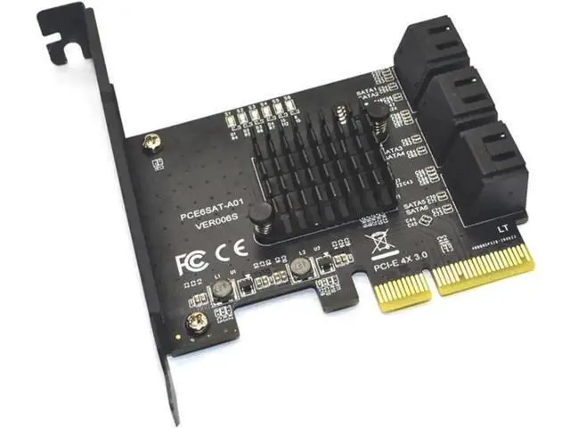 Alt view image 6 of 7 - 6 Ports PCIe X4 SATA 3.0 Expansion Card with ASMedia ASM1166 Chipset, 6Gbps Non-RAID SATA Controller Adapter, Full & Low Profile Brackets Included
