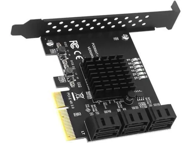 Alt view image 4 of 7 - 6 Ports PCIe X4 SATA 3.0 Expansion Card with ASMedia ASM1166 Chipset, 6Gbps Non-RAID SATA Controller Adapter, Full & Low Profile Brackets Included