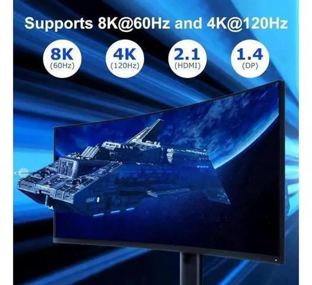 Alt view image 7 of 7 - 2 Port Triple Monitor 1HDMI+2DP KVM Switch, 8K@60Hz 4K@144Hz USB3.0 KVM Switcher with Audio & Mic, 3 USB Ports for 2 PCs Share 3 Displays, Support Extend & Mirror Mode