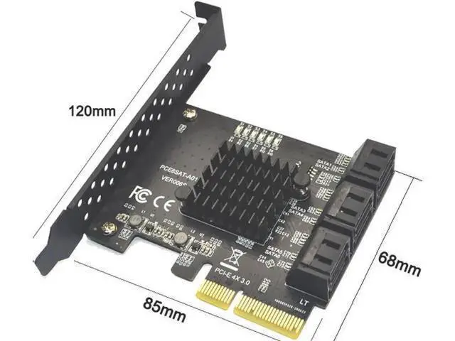 Alt view image 3 of 7 - PCIe 3.0 6 Port SATA 3.0 Expansion Controller Card with Low Profile Bracket, Non-RAID, Bootable System Disk Adapter for 6 SATA HDD SSD Devices