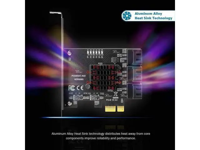 Alt view image 6 of 7 - PCIe 3.0 6 Port SATA 3.0 Expansion Controller Card with Low Profile Bracket, Non-RAID, Bootable System Disk Adapter for 6 SATA HDD SSD Devices