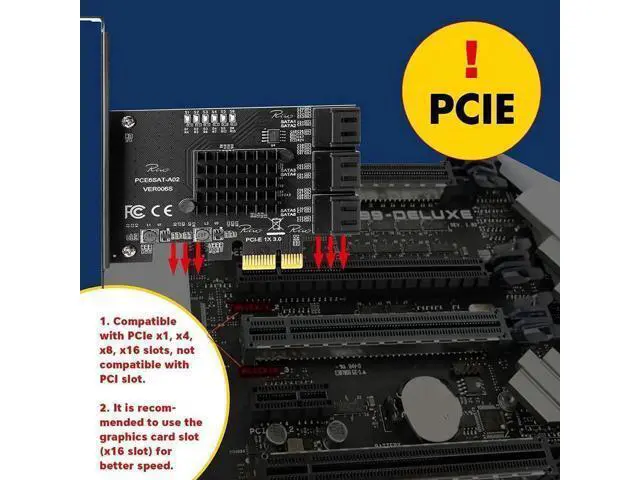 Alt view image 7 of 7 - PCIe 3.0 6 Port SATA 3.0 Expansion Controller Card with Low Profile Bracket, Non-RAID, Bootable System Disk Adapter for 6 SATA HDD SSD Devices