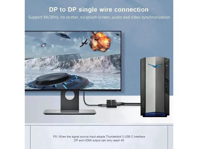 Alt view image 6 of 7 - DP 1.4 MST Hub Splitter 1 Input to DP+HDMI Mixed Output, 4K@120Hz via HDMI Port, MST Multi-Stream Splitter Adapter Only for Windows PC DP MST Graphics Cards Single Display Output