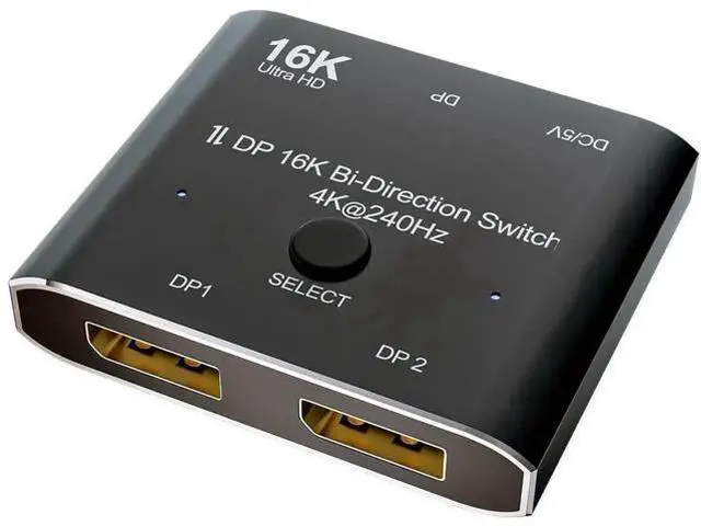 Main image of Bi-Directional DisplayPort Switch Splitter Hub 2 in 1 Out 16K@60Hz 4K@240Hz SST HDCP Video Converter Adapter