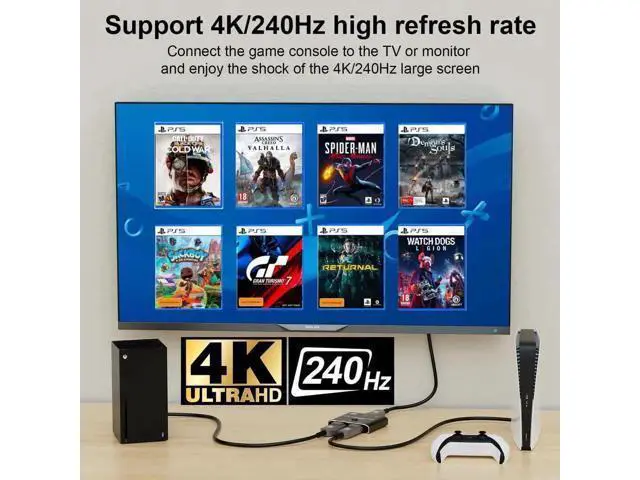 Alt view image 6 of 7 - Bi-Directional DisplayPort Switch Splitter Hub 2 in 1 Out 16K@60Hz 4K@240Hz SST HDCP Video Converter Adapter