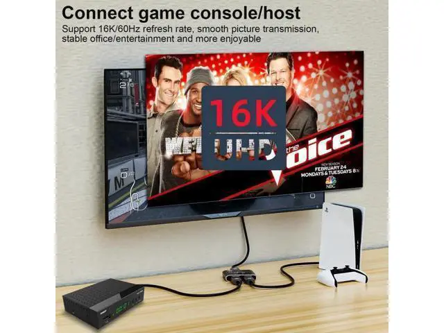 Alt view image 7 of 7 - Bi-Directional DisplayPort Switch Splitter Hub 2 in 1 Out 16K@60Hz 4K@240Hz SST HDCP Video Converter Adapter