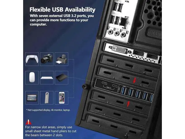 Alt view image 3 of 6 - 7-Port PCIe USB 3.2 Gen1 Expansion Card, 5Gbps Super Speed PCI Express Hub Adapter (2×USB-C + 5×USB-A), Self-Powered Design for Desktop PC, Compatible Windows XP/Vista/7/8/10/11
