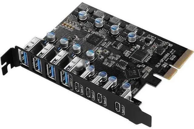 Main image of 8-Port PCI-E USB 3.2 Gen2 Expansion Card, 4 USB-A + 4 USB-C 10Gbps PCI Express Hub Adapter, Compatible PCIe x4/x8/x16 Slot for Desktop Motherboard