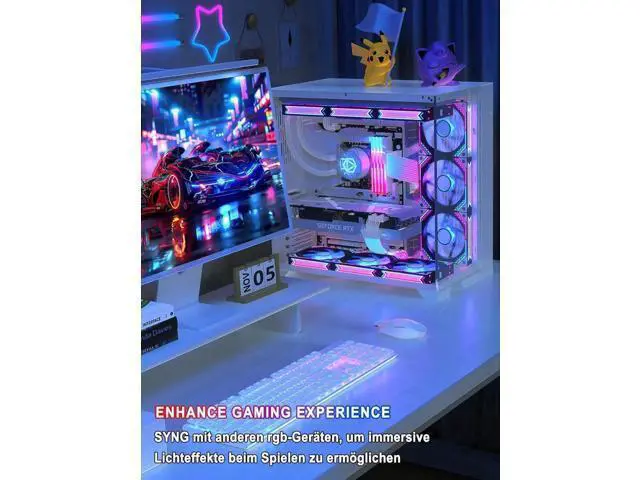 Alt view image 4 of 7 - ARGB PSU Extension Cable Kit, PVC Sleeved RGB LED Power Extension Cables, 16AWG, 24Pin ATX + Dual 8Pin PCIe Complete Set for Gaming PC Modding