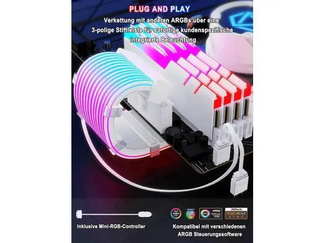 Alt view image 5 of 7 - ARGB PSU Extension Cable Kit, PVC Sleeved RGB LED Power Extension Cables, 16AWG, 24Pin ATX + Dual 8Pin PCIe Complete Set for Gaming PC Modding