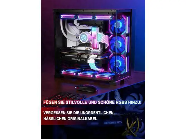 Alt view image 6 of 7 - ARGB PSU Extension Cable Kit, PVC Sleeved RGB LED Power Extension Cables, 16AWG, 24Pin ATX + Dual 8Pin PCIe Complete Set for Gaming PC Modding
