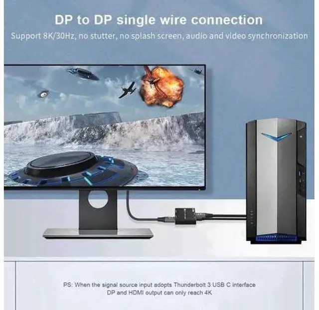 Alt view image 5 of 7 - 1 In 2 Out DP 1.4 MST SST Splitter Converter, Directional DP to DP+HDMI Video Distributor, 8K@30Hz 4K@120Hz 1440P@165Hz Multi Screen Transfer