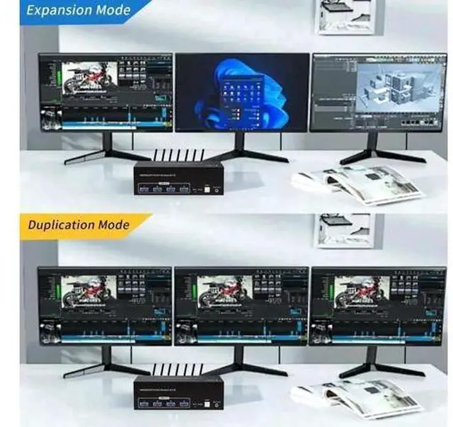 Alt view image 6 of 7 - 2 Port Triple Monitor 1HDMI+2DP KVM Switch, 8K@60Hz 4K@120Hz USB3.0 KVM Switcher for 2 PCs Share 3 Displays & 4 USB Devices, Support Extend & Mirror Mode