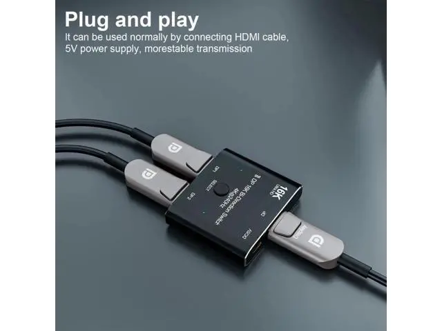 Alt view image 2 of 6 - Bi-Directional DP 2.0 2X1 Switch Splitter Hub, 16K@60Hz 4K@240Hz SST Extended Video Selector Converter HDCP Compliant