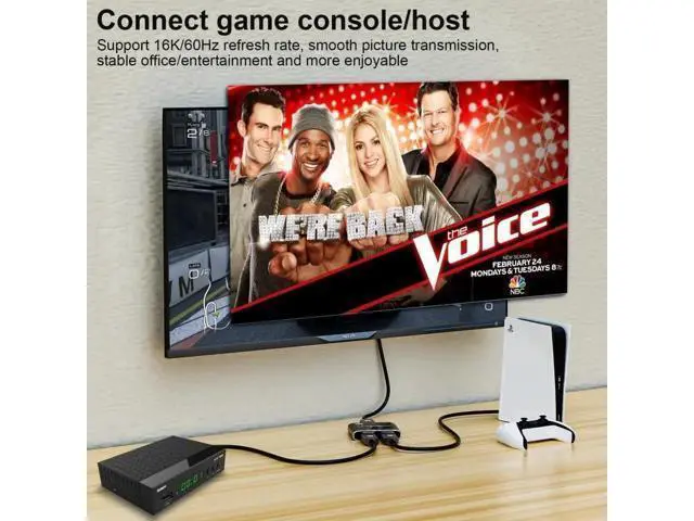 Alt view image 4 of 6 - Bi-Directional DP 2.0 2X1 Switch Splitter Hub, 16K@60Hz 4K@240Hz SST Extended Video Selector Converter HDCP Compliant