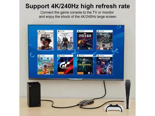 Alt view image 5 of 6 - Bi-Directional DP 2.0 2X1 Switch Splitter Hub, 16K@60Hz 4K@240Hz SST Extended Video Selector Converter HDCP Compliant