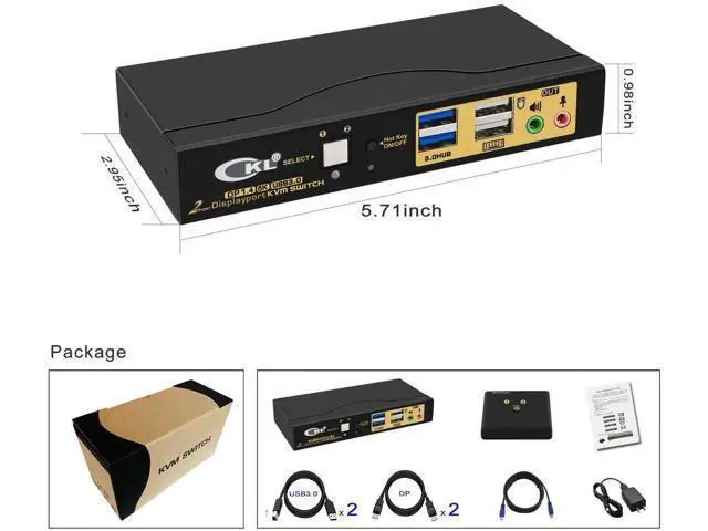 Alt view image 2 of 7 - CKL 2-Port Single DisplayPort KVM Switch, 8K@30Hz, for 2 PCs & 1 Monitor
