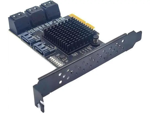 Alt view image 3 of 5 - 8 Port PCIe X4 SATA 3.0 Expansion Card with ASMedia ASM1166 Chipset, 6Gbps Non-RAID SATA Controller Adapter, Full & Low Profile Brackets Included