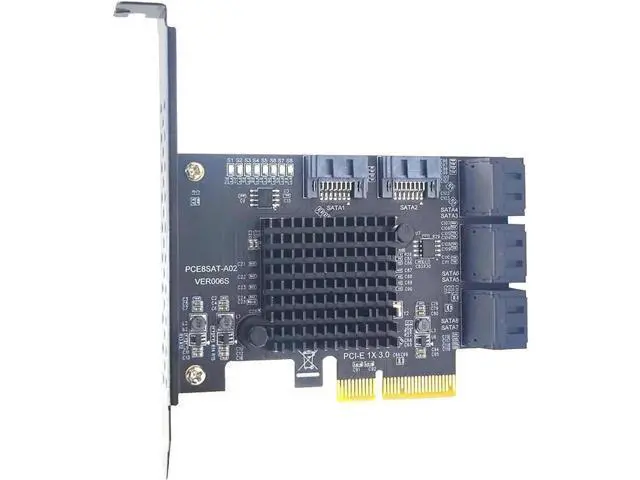 Alt view image 5 of 5 - 8 Port PCIe X4 SATA 3.0 Expansion Card with ASMedia ASM1166 Chipset, 6Gbps Non-RAID SATA Controller Adapter, Full & Low Profile Brackets Included