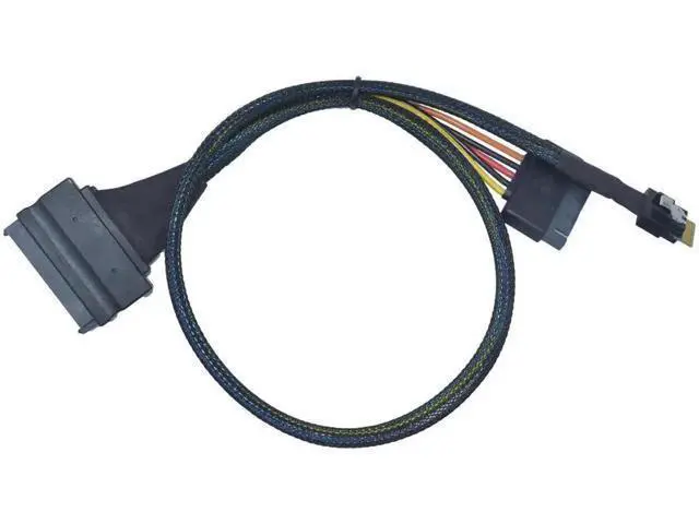 Alt view image 2 of 5 - 50cm 1.6ft PCIe 4.0 SFF-8654 Slim SAS 4i to SFF-8639 U.2 NVMe SSD Cable Adapter with 15Pin SATA Power Supply for Motherboard U2 Storage