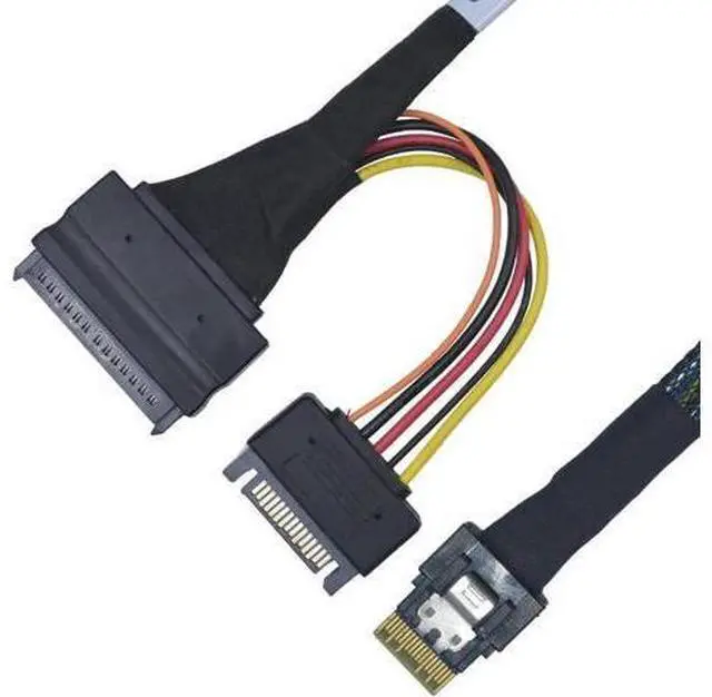 Main image of 50cm 1.6ft PCIe 4.0 SFF-8654 Slim SAS 4i to SFF-8639 U.2 NVMe SSD Cable Adapter with 15Pin SATA Power Supply for Motherboard U2 Storage