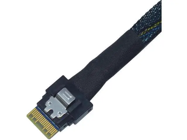 Alt view image 5 of 5 - 50cm 1.6ft PCIe 4.0 SFF-8654 Slim SAS 4i to SFF-8639 U.2 NVMe SSD Cable Adapter with 15Pin SATA Power Supply for Motherboard U2 Storage