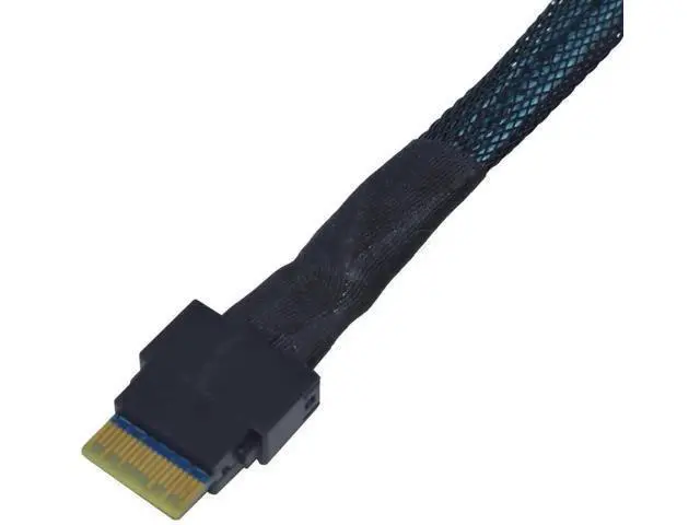 Alt view image 4 of 5 - 50cm 1.6ft PCIe 4.0 SFF-8654 Slim SAS 4i to SFF-8639 U.2 NVMe SSD Cable Adapter with 15Pin SATA Power Supply for Motherboard U2 Storage