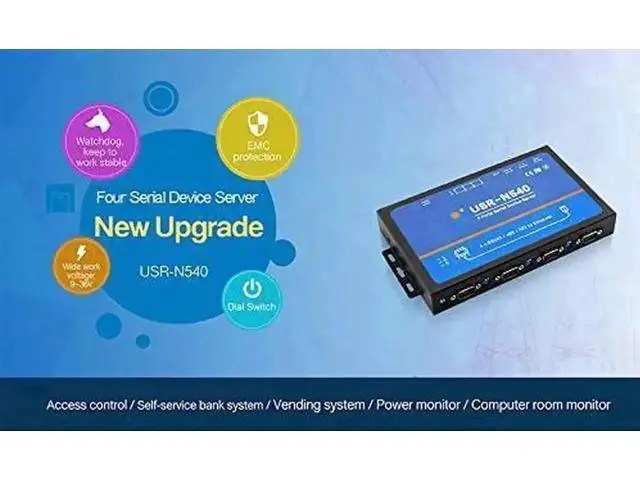 Alt view image 2 of 7 - USR-N540 4-Port Serial to Ethernet Converter RS232 RS485 RS422 to TCP/IP RJ45 Modbus RTU Gateway Serial Device Server