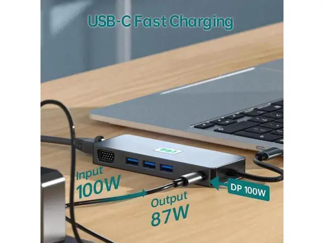 Alt view image 6 of 7 - 11 in 1 USB C Triple Monitor Docking Station, Multiport Adapter Dongle with 4K60 HDMI DP VGA, 100W PD, Gigabit Ethernet, 3 USB3.2, SD/TF, 3.5mm Mic Audio, Compatible with MacBook Dell HP Lenovo USB-C