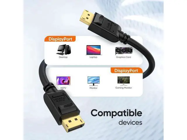 Alt view image 3 of 7 - 2 Pack Black 10FT/3M DP 1.2 Male to Male DisplayPort Cable, 4K@60Hz 2K@144Hz High Speed DP Video Cord for PC, Laptop, Monitor and Projector