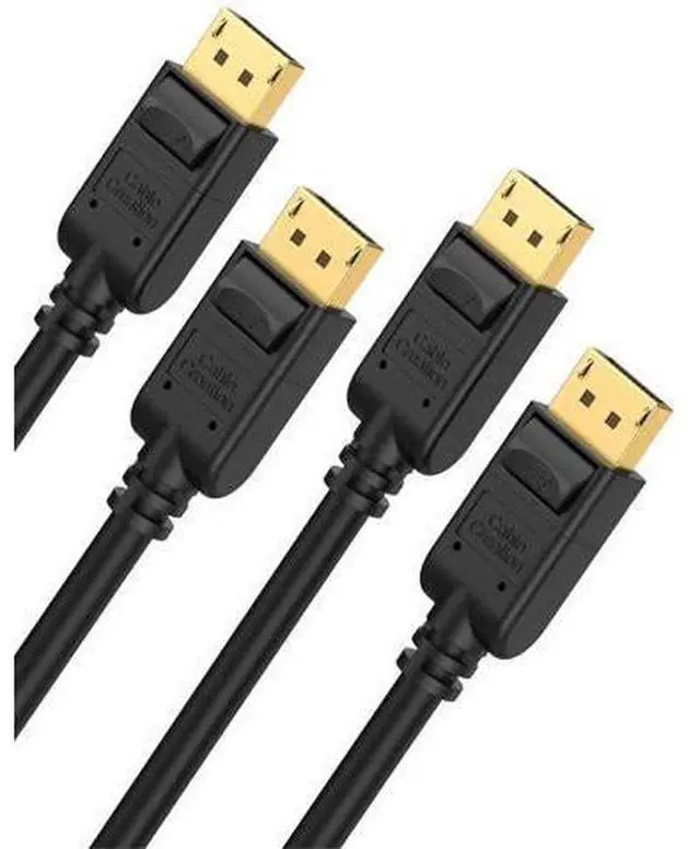 Main image of 2 Pack Black 10FT/3M DP 1.2 Male to Male DisplayPort Cable, 4K@60Hz 2K@144Hz High Speed DP Video Cord for PC, Laptop, Monitor and Projector