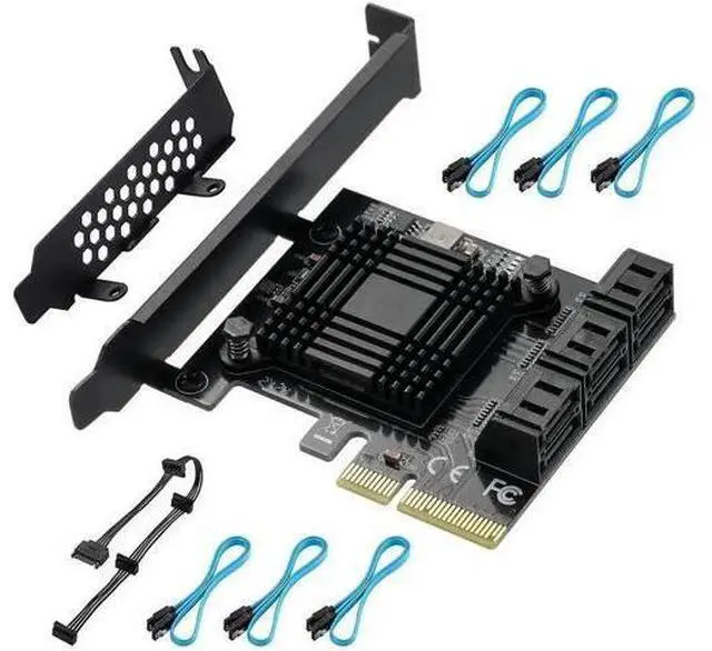 Main image of 6 Ports PCIe SATA 3.0 Expansion Card with ASM1166 Chip, PCI Express to SATA III 6Gbps Storage Controller Adapter