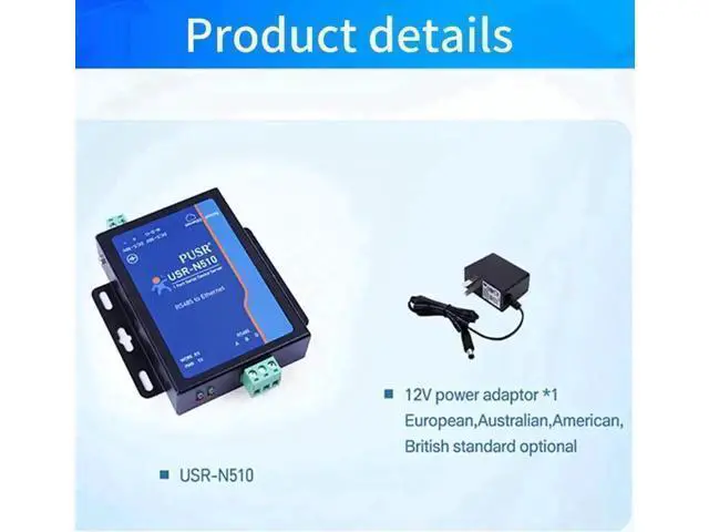 Alt view image 6 of 7 - New Version USR-N510 (H7-4) 1-Port RS485 to Ethernet Serial Device Server Modbus RTU to TCP Converter with 12V Power Adapter