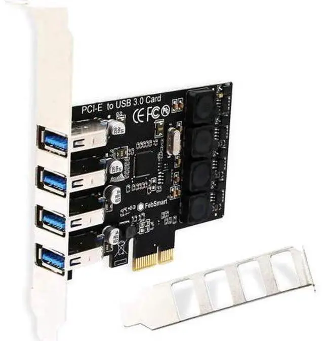 Main image of 4-Port USB 3.0 PCIe Expansion Card, 5Gbps Super Speed Self-Powered PCI Express Hub Adapter for Desktop PC, Compatible Windows XP/Vista/7/8/8.1/10 Server 32&64 Bit, No Extra Power Required