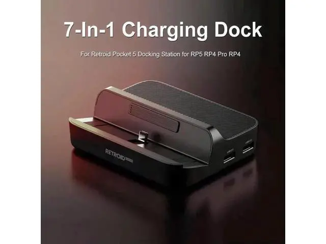 Alt view image 6 of 7 - 7In1 Docking Station for Retroid Pocket 5, USBC Dock with 4K@60Hz HDMI, Gigabit LAN, 3×USB3.0, 2×USB2.0, PD Charging, RP5/RP4 Pro/RP4 Gaming Console Dock Accessories