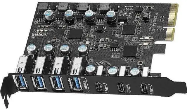 Main image of 7-Port PCIe USB 3.2 Gen2 Expansion Card, 10Gbps Super Speed PCI Express Hub Adapter (3×USB-C + 4×USB-A), Compatible PCIe X4/X8/X16 Slots for Desktop Motherboard