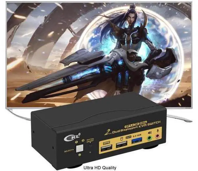 Alt view image 5 of 7 - CKL 2-Port Dual DisplayPort KVM Switch, 4K@60Hz with Hotkey Switch for 2 PCs & 2 Monitors