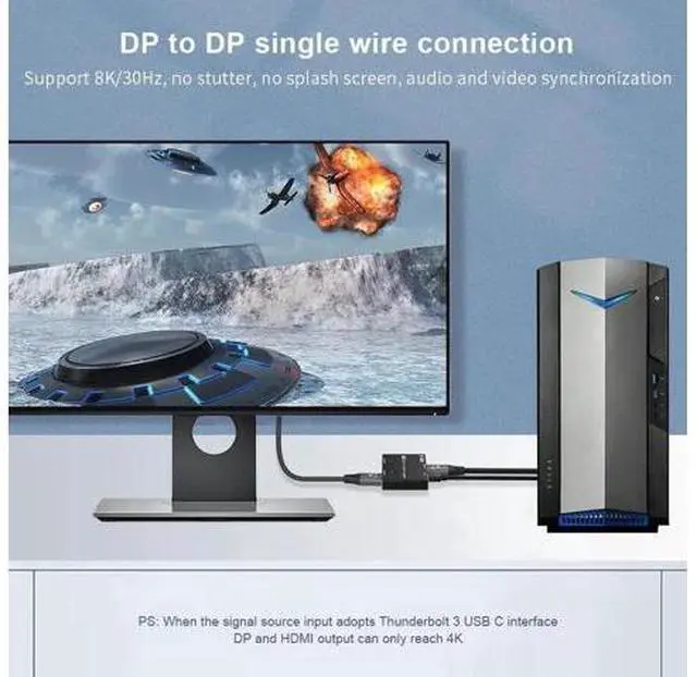 Alt view image 3 of 7 - DP 1.4 MST SST DisplayPort Splitter, 8K@30Hz 4K@120Hz DP to DP+HDMI Multiport Distribution Hub, Supports HDR 4:4:4 Color Sampling for Gaming Monitor, PC, Laptop, Graphic Workstation
