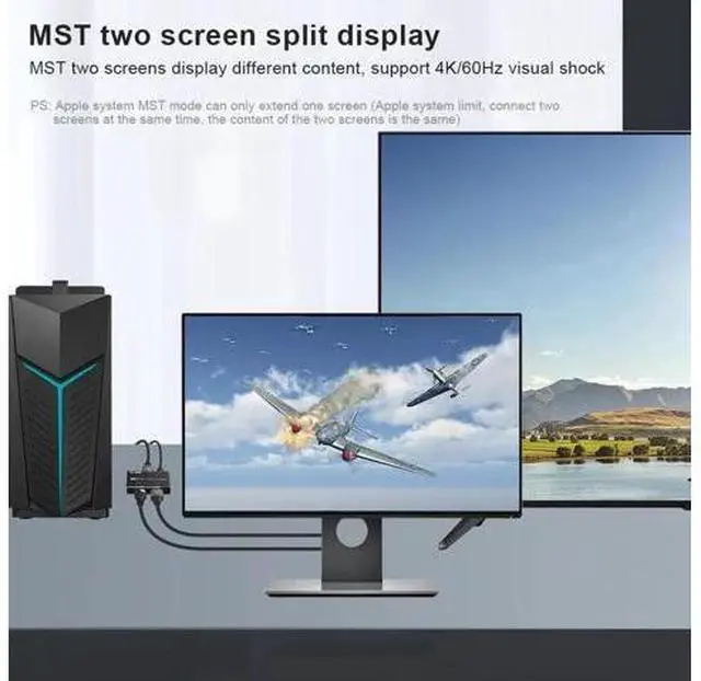 Alt view image 7 of 7 - DP 1.4 MST SST DisplayPort Splitter, 8K@30Hz 4K@120Hz DP to DP+HDMI Multiport Distribution Hub, Supports HDR 4:4:4 Color Sampling for Gaming Monitor, PC, Laptop, Graphic Workstation