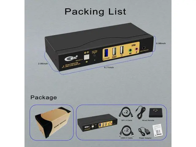 Alt view image 5 of 7 - CKL 2-Port DP MST KVM Switch, 1 DP Input to 1 DP + 1 HDMI Output for 2 PCs 2 Monitors