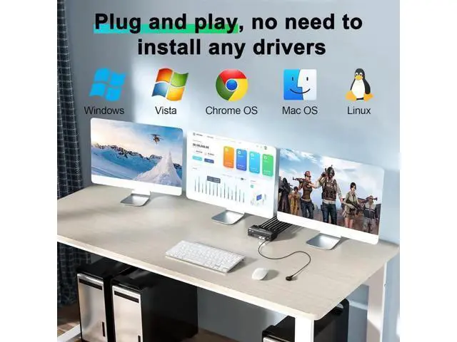 Alt view image 5 of 7 - 3-In-3-Out Triple Monitor KVM Switch 8K@60Hz (HDMI+2DP), 4 USB 3.0 Ports for 3 PCs Share 3 Displays, Wired Remote, USB Cable & Power Adapter Included