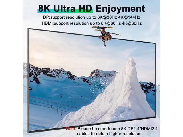 Alt view image 4 of 7 - 3-In-3-Out Triple Monitor KVM Switch 8K@60Hz (HDMI+2DP), 4 USB 3.0 Ports for 3 PCs Share 3 Displays, Wired Remote, USB Cable & Power Adapter Included