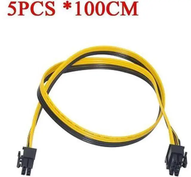 Main image of 5PCS 100cm PCI-E 6Pin to 8Pin (6+2Pin) GPU Power Extension Cable, 18AWG Heavy-Duty PCIe Cable for BTC Mining Rig